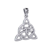 Enchantment Sterling Silver Double Hearts Connected with Magic Celtic Triquetra Pendant - TPD6194 by Peter Stone