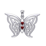 Enchantment Sterling Silver Celtic Sora Butterfly Pendant with unconditionally love heart shape Gemstone by Peter Stone TPD6203