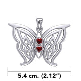 Enchantment Sterling Silver Celtic Sora Butterfly Pendant with unconditionally love heart shape Gemstone by Peter Stone TPD6203