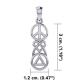 Peace, Celtic Heart and Recovery Silver Pendant TPD7009