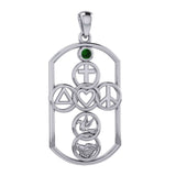 Cross with Love Peace Dove and handshake Silver Pendant with Gemstone TPD7023