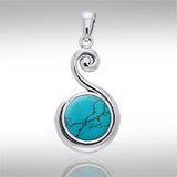 Spiral Cabochon Silver Pendant TPD717 - Jewelry