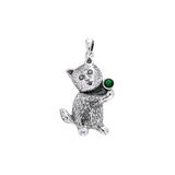 Standing Kitty Silver Pendant