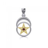 Silver and Gold Pentagram Pentacle Pendant TPV1279