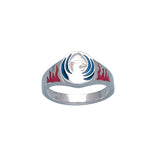 Enameled Pheonix Silver Ring