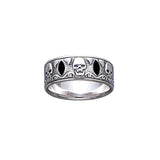 Skull Silver Band Ring with Inlay TR3679