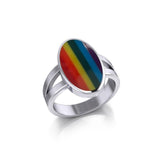 Large Oval Inlaid Stone Ring TR3856 - Jewelry