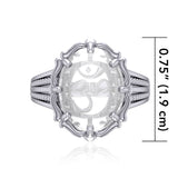Om Sterling Silver Ring with Genuine White Quartz TRI1713