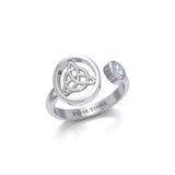 Small Silver Triquetra Ring with Gemstone TRI1800