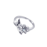 Silver Flying Hummingbird with Gemstone Flower Ring TRI1803 - Jewelry