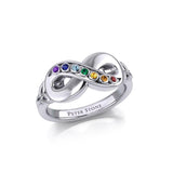 Silver Infinity Ring with Chakra Gemstones TRI1862