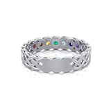 Celtic Silver Band Ring with Chakra Gemstones TRI1918 - Jewelry