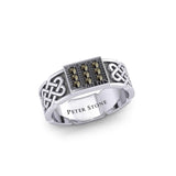 Rectangle Celtic Ring with Gemstones TRI1953