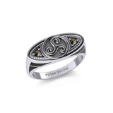 Celtic Triskele Silver Ring with Gemstones TRI1957