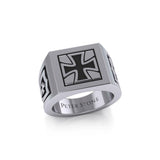 The Cross Silver Signet Men Ring with Enamel TRI1976 - Jewelry