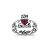 Claddagh with Gemstone Silver Ring TRI2104