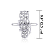 Silver Flower of Life Owl Ring TRI2123 - Jewelry