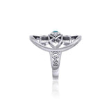 Flower of Life Eye Silver Ring with Gem TRI2168 - Jewelry