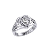 Celtic Knotwork Heart Ring With Gemstone TRI2380