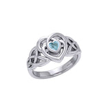 Celtic Knotwork Heart Ring With  Heart Gemstone TRI2381