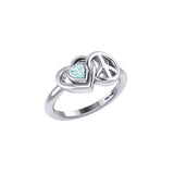 Heart and Peace Silver Ring With Heart Gemstone TRI2405