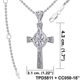 Celtic Cross with Four Point Knot Silver Pendant TPD5811