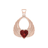 Gemstone Heart Angel Wings Rose Gold Pendant UPD5169