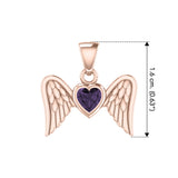 Gemstone Heart and Flying Angel Wings Rose Gold Pendant UPD5228