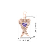 Heart Gemstone and Double Angel Wings Rose Gold Pendant UPD5229