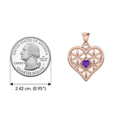 Rose Gold Geometric Heart Flower of Life Pendant with Gemstone UPD5282