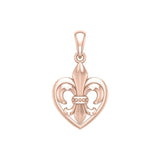 A powerful  Rose Gold Jewelry Pendant Fleur-de-Lis and Heart UPD6067