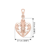 A powerful  Rose Gold Jewelry Pendant Fleur-de-Lis and Heart UPD6067