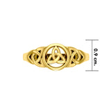 Celtic Trinity Knot Gold Vermeil Plate on Silver Ring VRI1275
