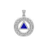 AA Recovery with Celtic Boarder 14K White Gold Pendant WPD3938