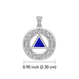 AA Recovery with Celtic Boarder 14K White Gold Pendant WPD3938