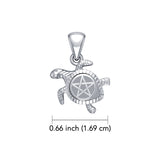 Sea Turtle with Pentacle 14K White Gold Pendant WPD5205