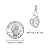 Running Cat with Heart 14K White Gold Pendant WPD5280