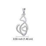 Running Cat with Heart 14K White Gold Pendant WPD5280