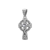 Celtic Cross 14K White Gold Pendant with Heart Gemstone WPD5337