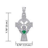 Claddagh Celtic Cross with Lucky Four Leaf Clover 14K White Gold Pendant WPD5359