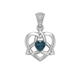 The Small Celtic Trinity Heart 14K White Gold Pendant with Gemstone WPD5913