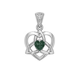 The Small Celtic Trinity Heart 14K White Gold Pendant with Gemstone WPD5913