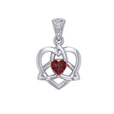 The Small Celtic Trinity Heart 14K White Gold Pendant with Gemstone WPD5913
