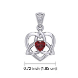 The Small Celtic Trinity Heart 14K White Gold Pendant with Gemstone WPD5913