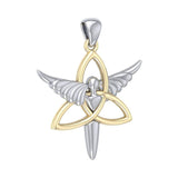 Trinity Knot Angel Silver and Gold Pendant MPD3268 - Jewelry