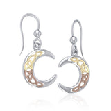 Celtic Moon Silver with Yellow and Pink Gold Plate Earrings OTE2007 - Jewelry