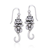 Moveable Kitten Sterling Silver Earrings TE2101