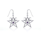 Pentagram & Crescent Moons Sterling Silver Earrings TE2875