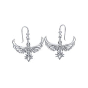 Phoenix with Fleur De Lis Sterling Silver Earrings TER1703