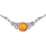 Wear the gift of interconnectedness ~ Sterling Silver Celtic Knotwork Necklace with a Gemstone centerpiece TN224 - Jewelry